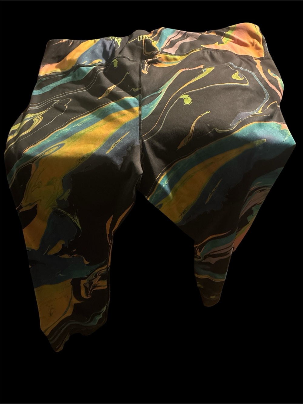 Nike One Luxe Dri-FIT 7/8 Leggings Plus Size 2X Neon Aurora Marble Swirl - Picture 2 of 8